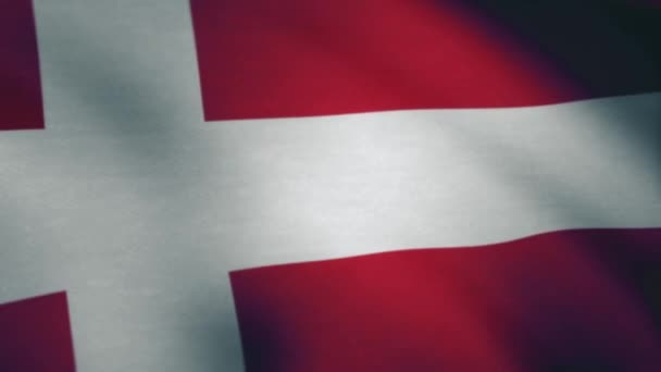 Bandiera della Danimarca. Bandiera della Danimarca sventola nel vento. Animazione loop senza soluzione di continuità — Video Stock