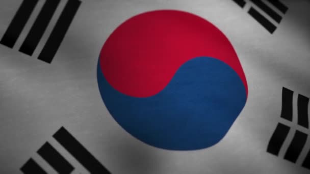 Flaga Korei Południowej macha na wietrze. Korea Południowa kraju Flaga animacji — Wideo stockowe