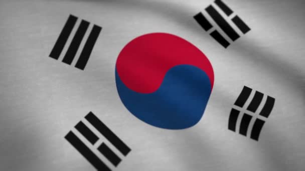 Флаг Южной Кореи, размахивающий на ветру. Мультфильм о флаге Южной Кореи — стоковое видео
