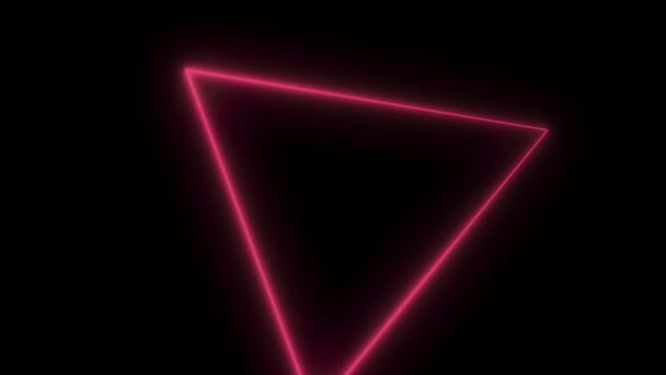 Sfondo astratto con triangoli al neon. Animazione 3d di tunnel concentrico a triangoli semplici. loop senza soluzione di continuità. Triangoli rosa — Video Stock