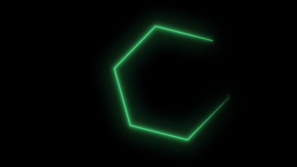 Neon zeshoeken abstracte beweging achtergrond. Naadloze loops ontwerp. Video animatie. Groene zeshoeken — Stockvideo