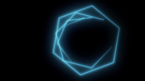 ネオンの六角形は、モーション背景を抽象化します。シームレスなループ デザイン。ビデオ アニメーション。青い六角形 — ストック動画