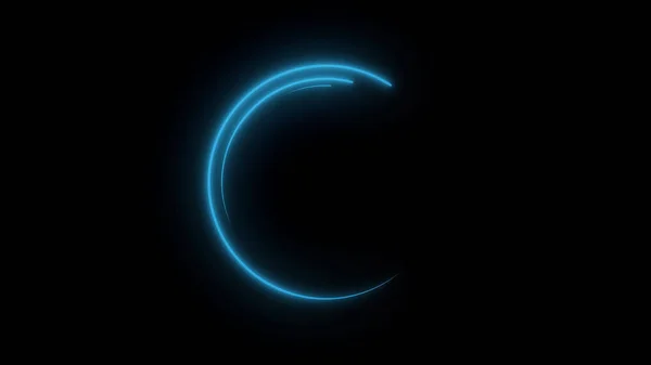 Astratto cerchio al neon loop sfondo movimento blu. Elemento circolare incandescente con Alpha Channel. Circolo geometrico illuminato e forme a sfera che si trasformano in un loop senza soluzione di continuità — Foto Stock