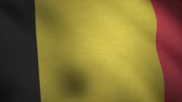 Skrynkligt texturerat Belgien flagga i slow motion med synliga rynkor och sömmar. Belgien flagga. Bakgrunden sömlös loopande Animation — Stockfoto