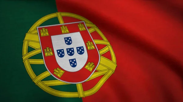 Una bella finitura satinata loop bandiera animazione del Portogallo. Portogallo bandiera animazione magazzino filmati. Portogallo Paese bandiera animazione sventola nella brezza con texture di cotone e in primo piano — Foto Stock