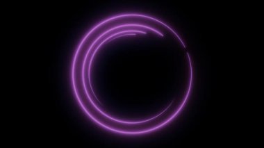 Neon daire döngü mor hareketli arka plan soyut. Soyut neon arka plan. Işıklı dönen. Parlak sarmal kapak
