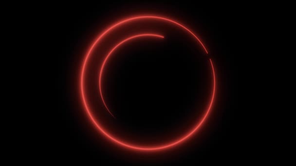 Abstract neon circle loop blue motion background. Glowing circular element with Alpha Channel. Illuminated geometric circle and sphere shapes transforming in a seamless loop — Stock Video