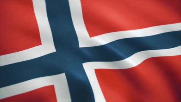 Bezszwowe zapętlić banderą Norwegii. Flaga Norwegii macha w wiatr - tekstura tkanina bardzo szczegółowe - bezszwowe pętli — Wideo stockowe