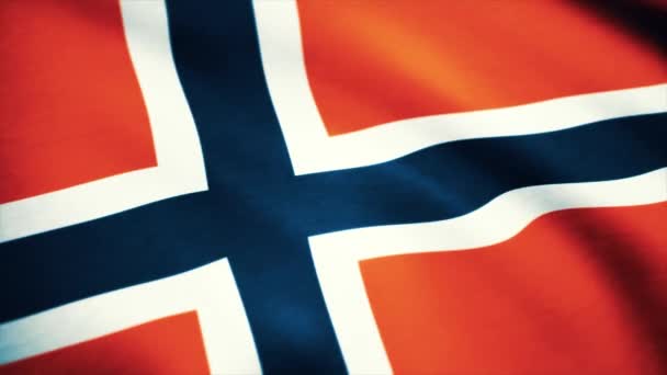 Sömlösa Loopable flagga Norge. Flagga Norge viftande i det vind - mycket detaljerade tyg textur - sömlösa looping — Stockvideo