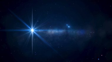 Alan - animasyonlu hareketli arka planını yıldız alan ve mercek parlaması yıldız. Parlak bir yıldız animasyon