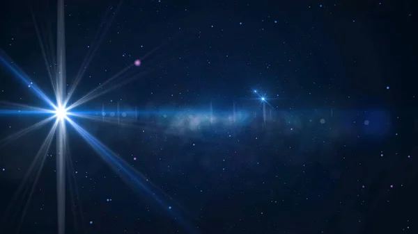 Star Field - fundal animat de mișcare al câmpului stelar și al exploziilor lentilelor. Animația unei stele strălucitoare — Fotografie, imagine de stoc