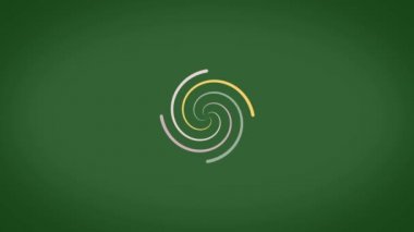 Spiral parlayan etkisi dairesel renk yolculuklar, soyut. Yeşil arka plan. Renkli sarmal bir daire şeklinde dokuma çizgilerle