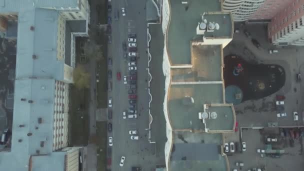 Detail of complex of modern residential buildings with balconies. Video. Top view of the residential complex in the city — Stock Video