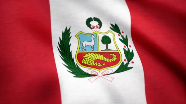 秘鲁国旗。秘鲁国旗在风中轻轻挥舞。无缝回路 — 图库照片