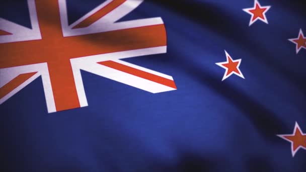 New Zealand waving flag. Flag of New Zealand background — Stock Video