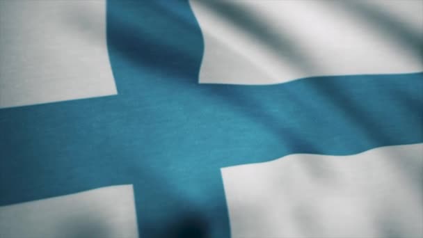 Realistic flag of Finland on the wavy surface of fabric. This flag can be used in design — Stock Video