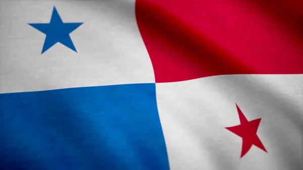 Fondo color grunge, bandera de Panamá. Acercamiento, aleteo en el viento . — Foto de Stock