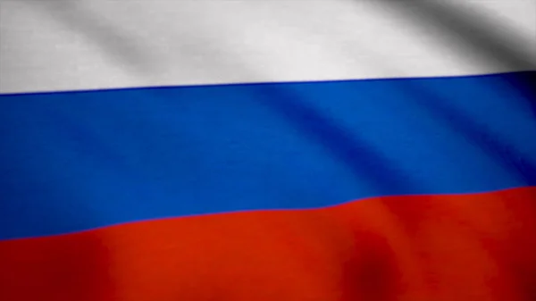 Bandeira colorida da Rússia acenando ao vento. Bandeira da Rússia fundo — Fotografia de Stock