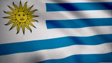 Bir ipek Uruguay bayrağı sallayarak asmak. Uruguay arka plan bayrağı