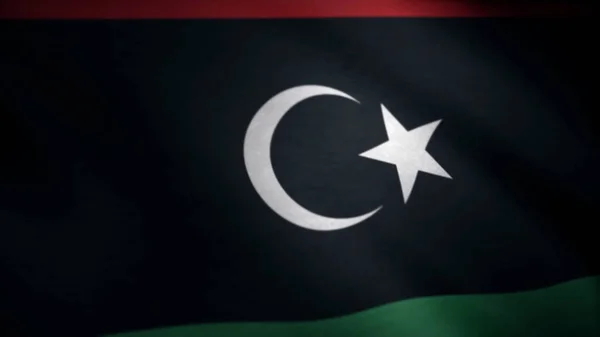Pavillon sans couture de la Libye. Une belle finition satinée boucle drapeau animation de la nouvelle Libye — Photo