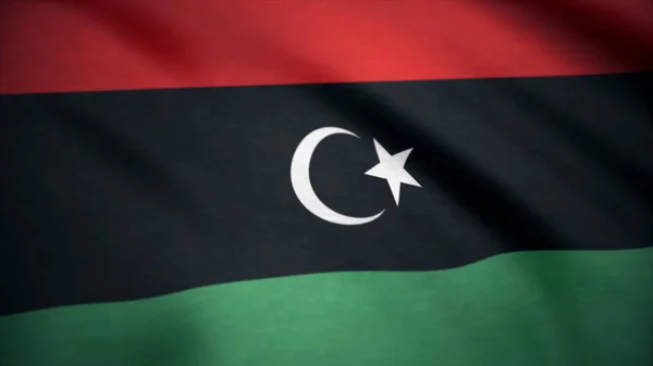 Bandera Loopable sin costuras de Libia. Una hermosa animación de bandera de bucle de satén acabado de la nueva Libia — Foto de Stock