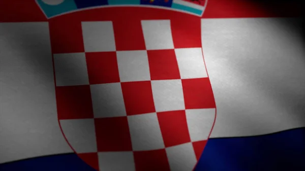 Kroatische vlag zwaaien animatie. Close-up beeld van een fladderende nationale vlag van Kroatië bijgesneden. Naadloze loopbare vlag van Kroatië — Stockfoto