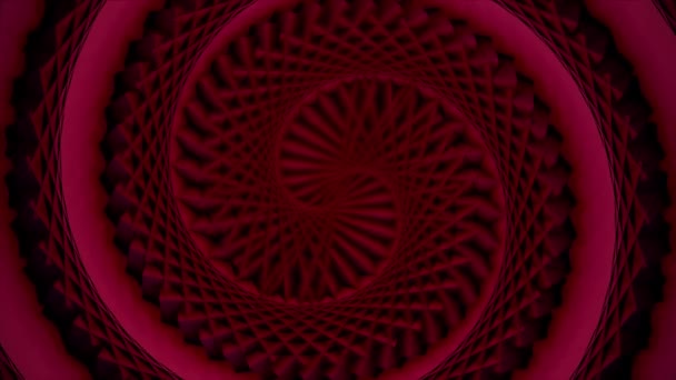 Rotating patterned colorful spiral. Colorful looped graphic animation. Abstract background. Animated wallpaper. Rotating magical spirals. Mirrored Tunnel. Complex morphing tunnel loop with symmetrical — Stock Video
