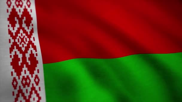 Beyaz Rusya bayrağı. Kesintisiz döngü animasyon. Beyaz Rusya bayrağı sallayarak animasyon. Tam ekran. Ülkenin sembolü — Stok video