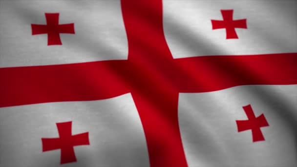 Bandiera nazionale della Georgia. Sfondo senza soluzione di continuità Looping Animazione. Bandiera sventolante realistica della Georgia — Video Stock