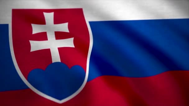 Realista bela bandeira da Eslováquia. Bandeira Loopable Seamless da Eslováquia. Bandeira da Eslováquia Acenando — Vídeo de Stock