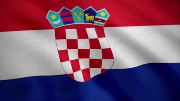 Хорватська-прапор розмахував анімації. Крупним планом кадроване подання метеликоподібні національного прапора Хорватії. Безшовні Loopable Прапор Хорватії — стокове відео