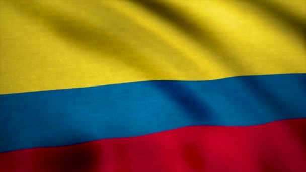 Patrón de bandera de Colombia en la tela. Bandera de Colombia antecedentes — Vídeos de Stock