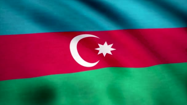 Bandera de Azerbaiyán sobre fondo antiguo efecto retro, de cerca. Bandera de Azerbaiyán antecedentes — Vídeos de Stock