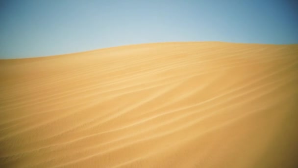 Arena desierto y cielo azul. Acciones. Desierto en un día soleado — Vídeos de Stock