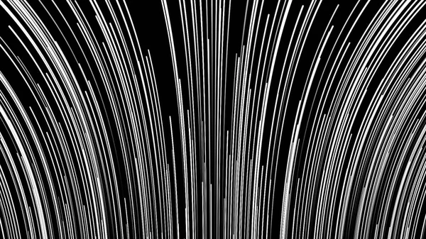 Абстрактный фон с быстро летящими вертикальными изгибающимися линиями на черном фоне, безморская лапка. Анимация. Космический пейзаж внутри черной дыры, монохромный . — стоковое фото
