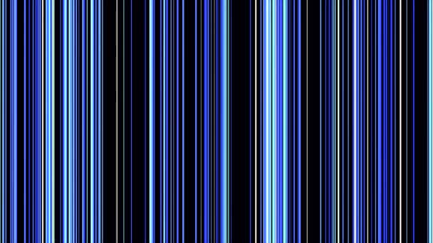 Verticale blauwe parallelle lijnen bewegen van rechts naar links op zwarte achtergrond, naadloze lus. Animatie. Smalle neon rechte strepen in eindeloze stroom. — Stockvideo