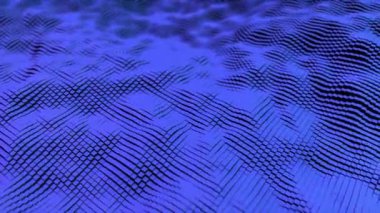 Hareket tasarımı soyut arkaplan mavi dalgalı doku, üst görünüm, pürüzsüz döngü. Animasyon. Küplerin ses dalgası benzeri hareketi.