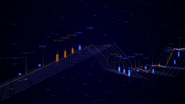 Az árfolyam diagram és a közgazdaságtan üzleti adatai csökkennek és növekednek. Animáció. Infografikák világstatisztikákkal, analitikai információkat bemutató globális adatok. — Stock videók