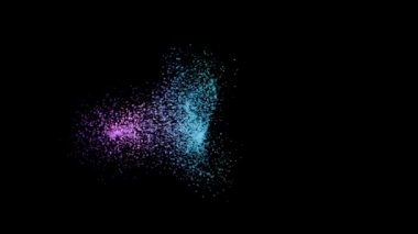Chaotic movements of colored dots on a black background. Animation. Abstract animation of moving points in space