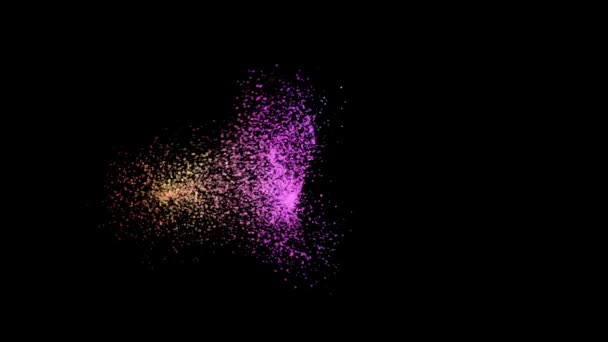 Chaotic movements of colored dots on a black background. Animation. Abstract animation of moving points in space — Stock Video