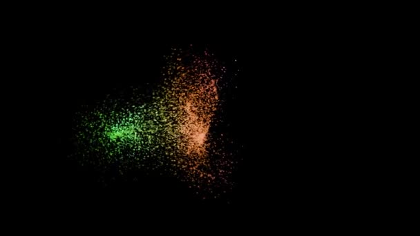 Movimientos caóticos de puntos de colores sobre un fondo negro. Animación. Animación abstracta de los puntos en movimiento en el espacio — Vídeo de stock