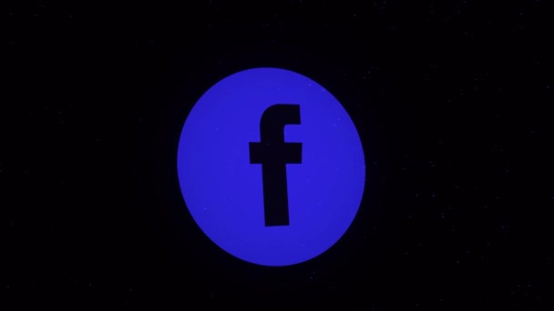 Animasi logo Facebook disemprotkan pada titik-titik. Animasi. Animasi video grafis gerak yang menggambarkan ikon aplikasi situs media sosial Facebook. Gunakan hanya editorial — Stok Video