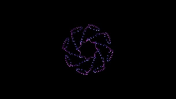 Abstrakt prickiga cirklar roterande på svart bakgrund. Animering. Fractal former av prickar på en svart bakgrund — Stockvideo