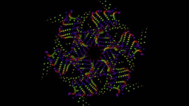 Soyut kaleydoskopik arkaplan, canlı renkli daireler, hızlı hareket eden geometrik şekiller. Animasyon. Güzel hipnotik küreler, kusursuz döngü..