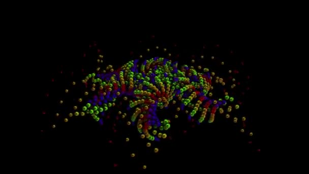 Abstrakt små cirklar av olika färger sprider sig över hela skärmen, sömlös loop. Animering. Fantastiska rörliga vågiga rader av små partiklar. — Stockvideo