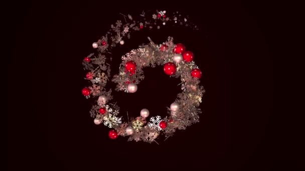 Animação da árvore espiral de Natal. Animação. Spiraling árvore de Natal com brinquedos — Vídeo de Stock