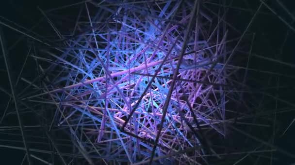 Animation de lignes entrelacées colorées. Animation. Tissés ensemble des lignes colorées éclairées par une lumière vive — Video