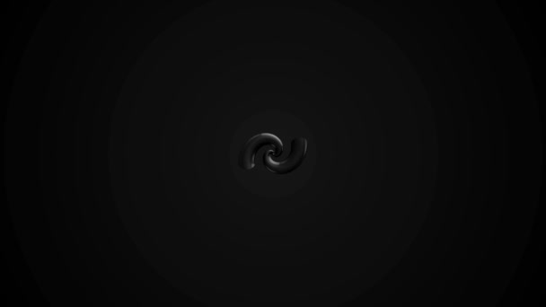 灰色のねじれた螺旋のアニメーション。アニメーション。黒とグレーのスパイラル旋削を催眠術 — ストック動画