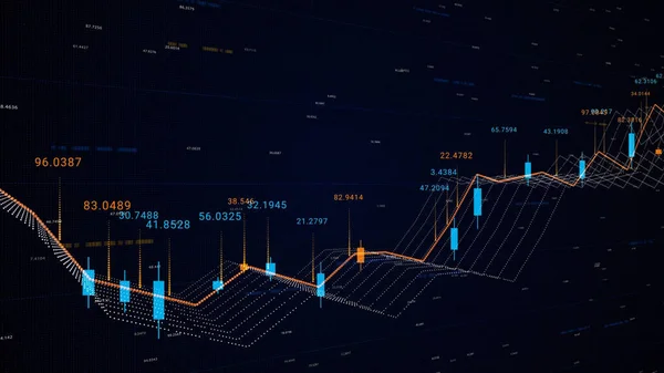 Dane biznesowe na wykresie kursów walut i ekonomii spadają i rosną. Animacja. Infografika ze statystykami światowymi, dane globalne pokazujące informacje analityczne. — Zdjęcie stockowe