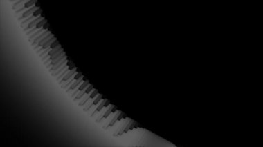 Tekerlek kısmını siyah arka planda dönen girdap şekilli, pürüzsüz döngü ile kapat. Animasyon. Daire şeklindeki tek renkli bir dairenin dönen güzel gümüş parçası.